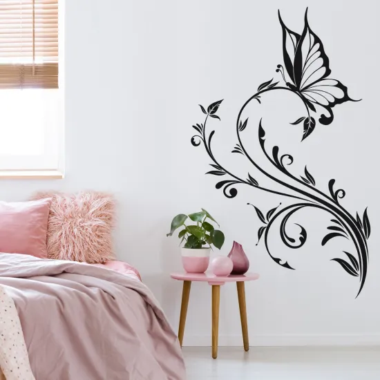 Sticker Mural - Fleurs Papillon