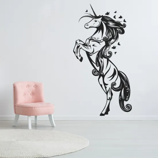 Sticker Mural - Licorne Papillons